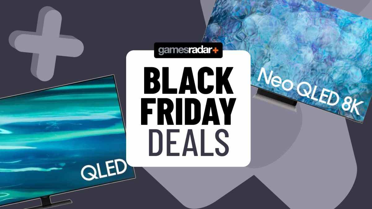 Black Friday QLED TV deals hero image with two Samsung QLED TVs on display