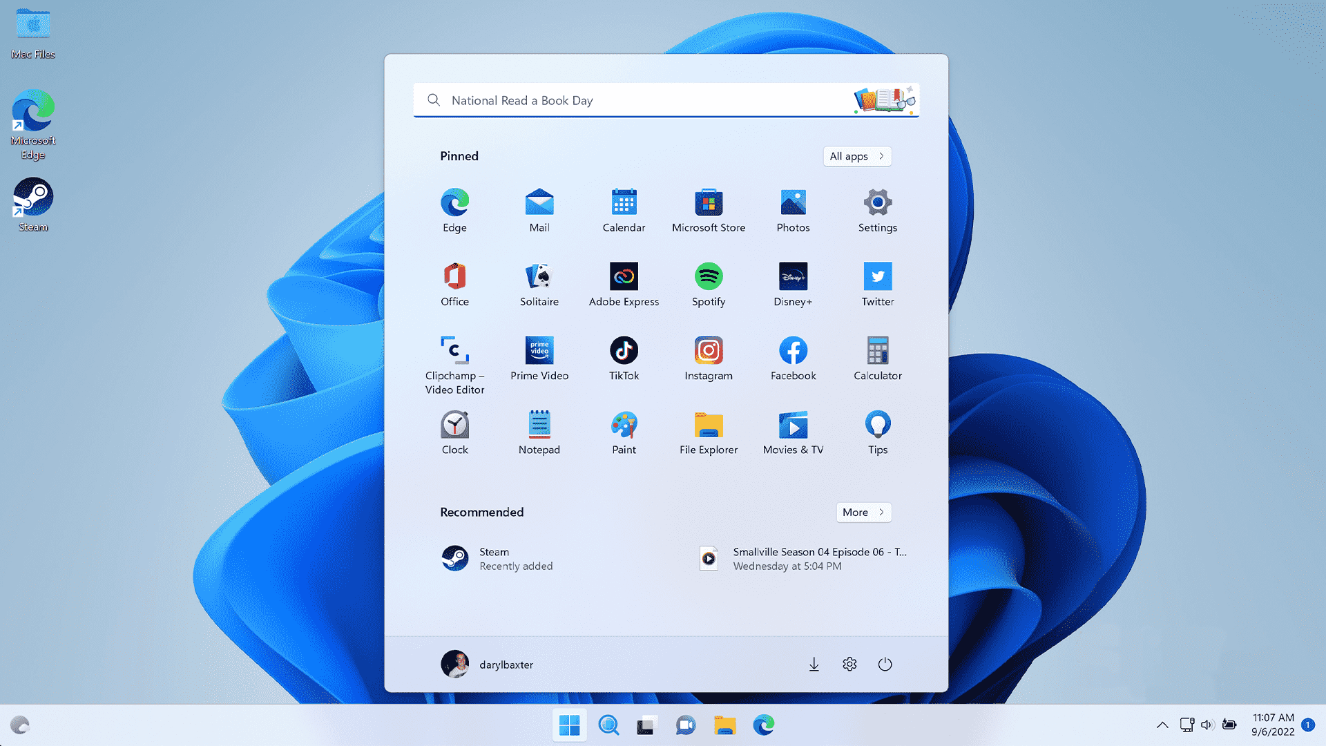 Menu Démarrer de Windows 11