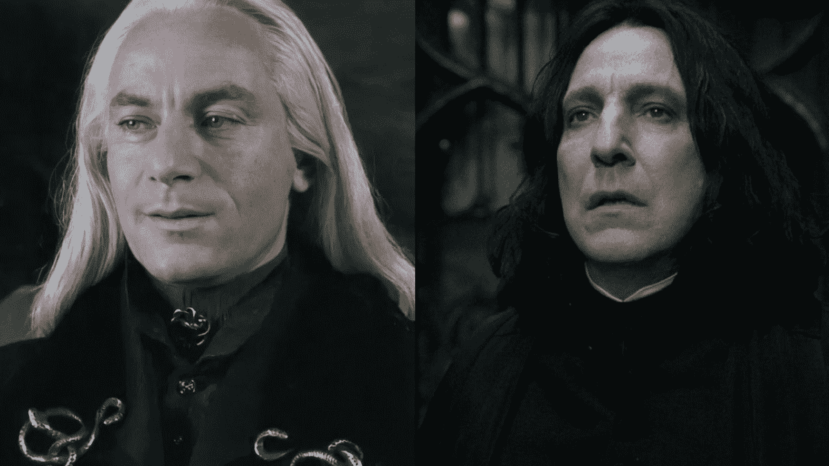 Jason Isaacs and Alan Rickman side by side in Harry Potter