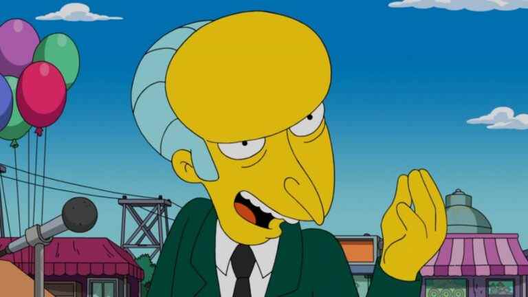 Mr. Burns rubbing fingers together in The Simpsons