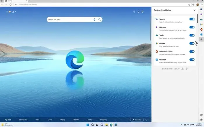 barre latérale Microsoft Edge