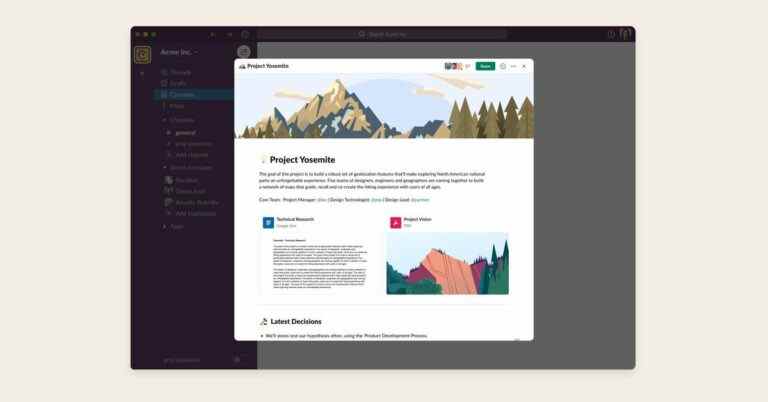 La nouvelle fonctionnalité Canvas de Slack place un éditeur de documents dans votre fenêtre de chat