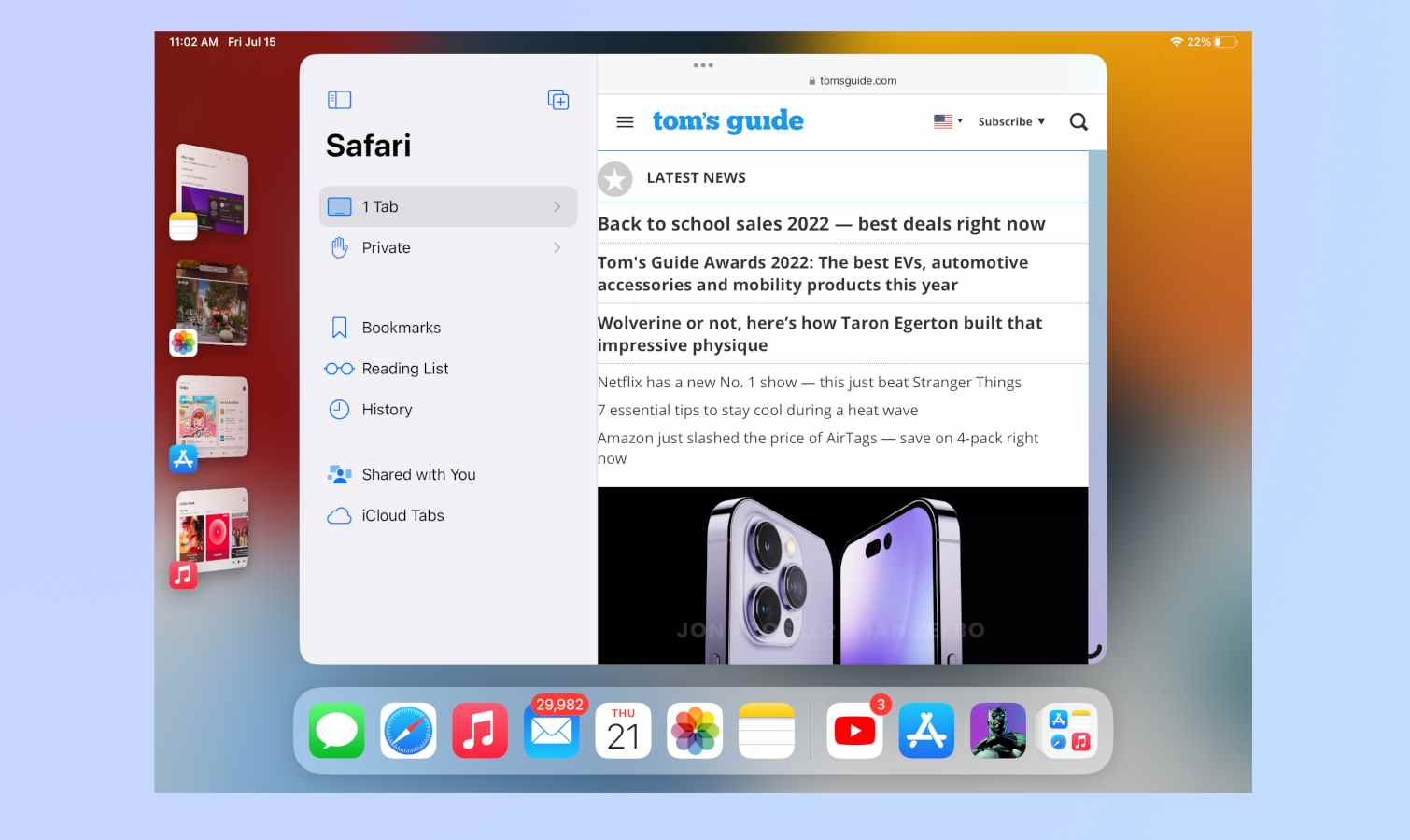 Gestionnaire de scène sur iPadOS 16