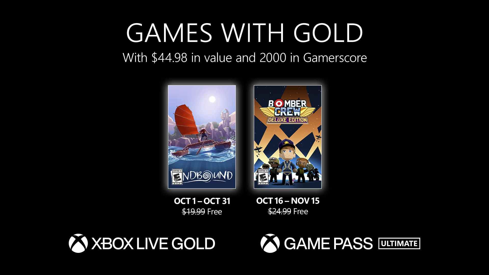 Les jeux gratuits Xbox Live Gold pour octobre 2022 annoncés    
