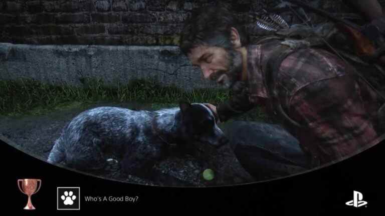 The Last of Us Part 1 vous offre un trophée pour avoir caressé le chien