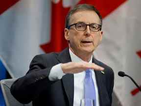 Le gouverneur de la Banque du Canada, Tiff Macklem, lors d'une conférence de presse à Ottawa.