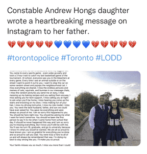 Police de Toronto Const.  La puissante publication sur les réseaux sociaux de la fille d'Andrew Hing, Mia, a été mentionnée par de nombreux orateurs lors des funérailles de son père le mercredi 21 septembre 2022.