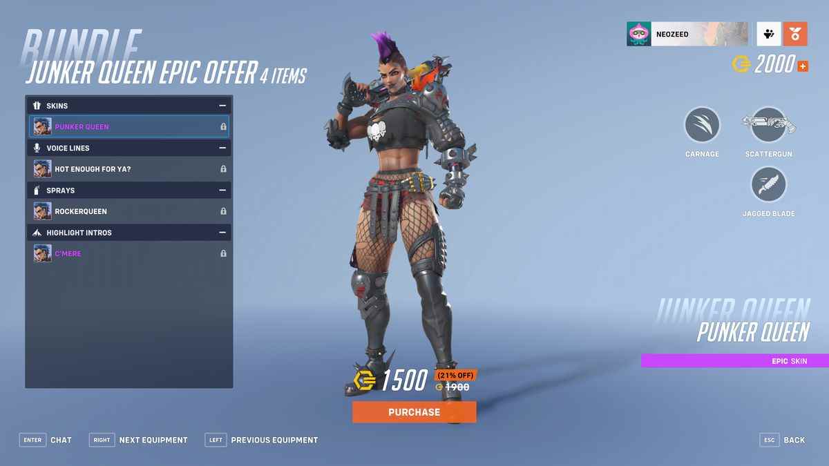 Une capture d'écran d'Overwatch 2 montrant le skin 