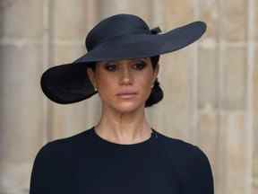 Meghan Markle quittant l'abbaye de Westminster – Funérailles de la reine Elizabeth II – SEP 22 – AVALON