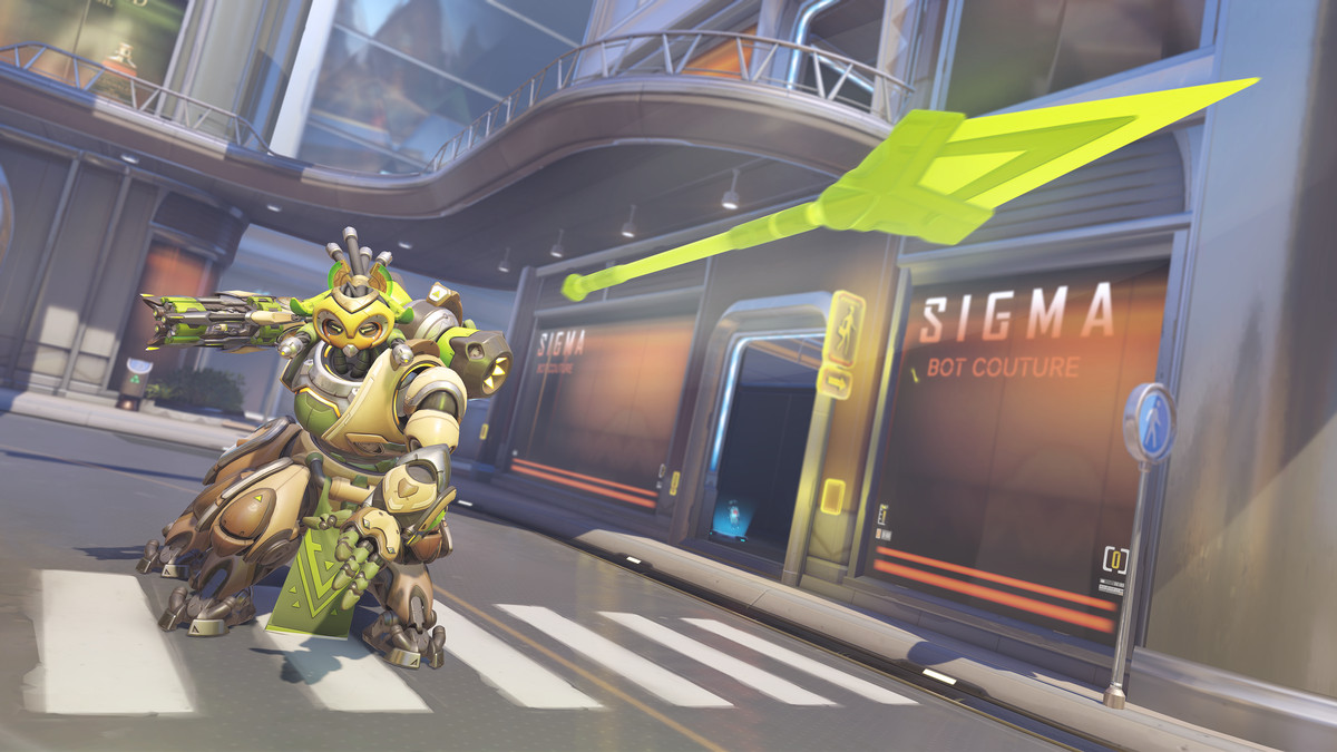 Orisa, un robot robot, lance une lance de javelot vers la caméra, montrant ses nouvelles capacités dans Overwatch 2