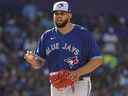 Le lanceur partant des Blue Jays, Alek Manoah. 