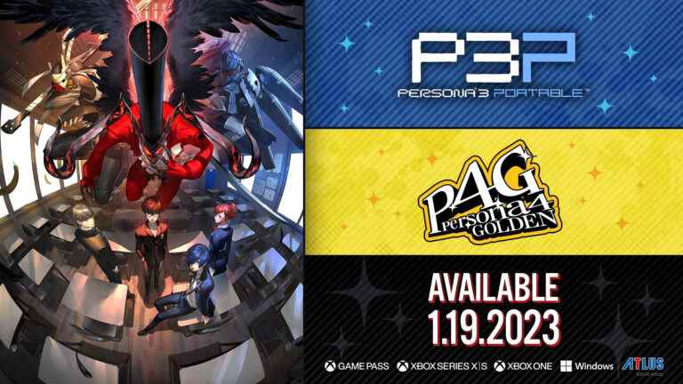 Lancement de Persona 3 Portable et Persona 4 Golden pour Xbox Series, PS4, Xbox One, Switch et PC le 19 janvier 2023    
