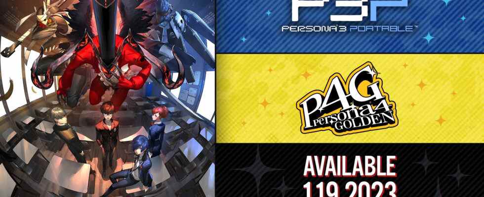 Lancement de Persona 3 Portable et Persona 4 Golden pour Xbox Series, PS4, Xbox One, Switch et PC le 19 janvier 2023