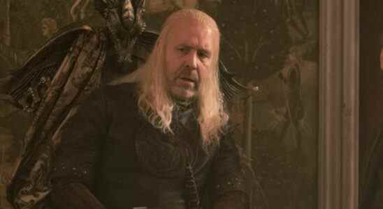 Paddy Considine as drunk Viserys in House of the Dragon