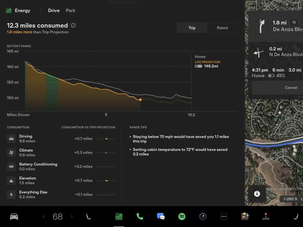 tesla a mis à jour l'écran de l'application d'énergie dans les voitures