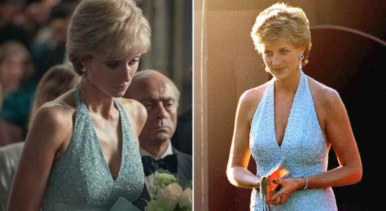 Photos de premier regard de « The Crown »: Elizabeth Debecki image de Diana dans une robe dos nu emblématique