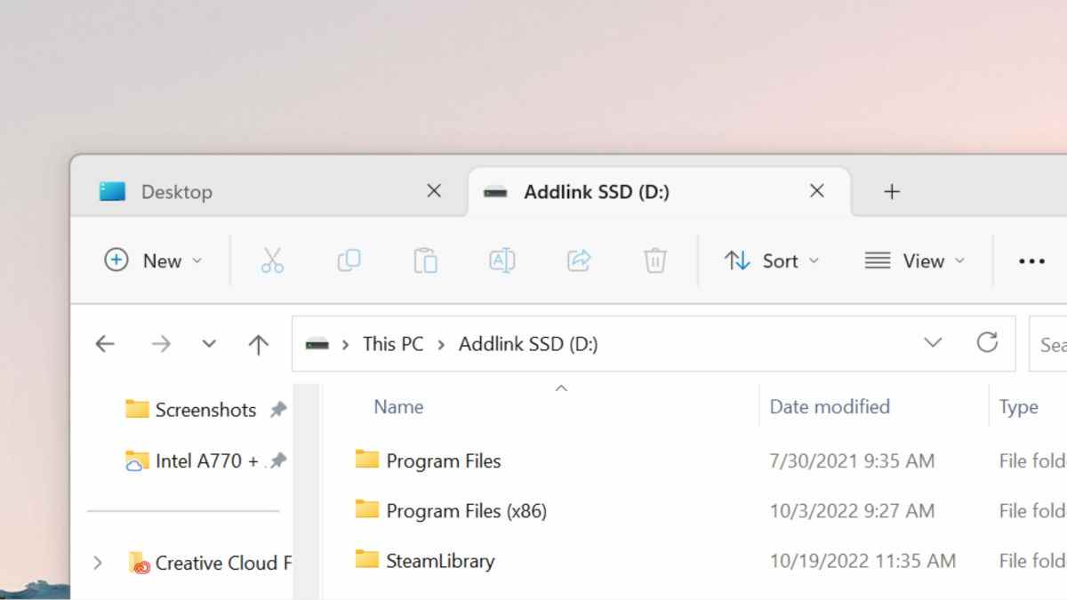 The new File Explorer tab function in Windows 11.