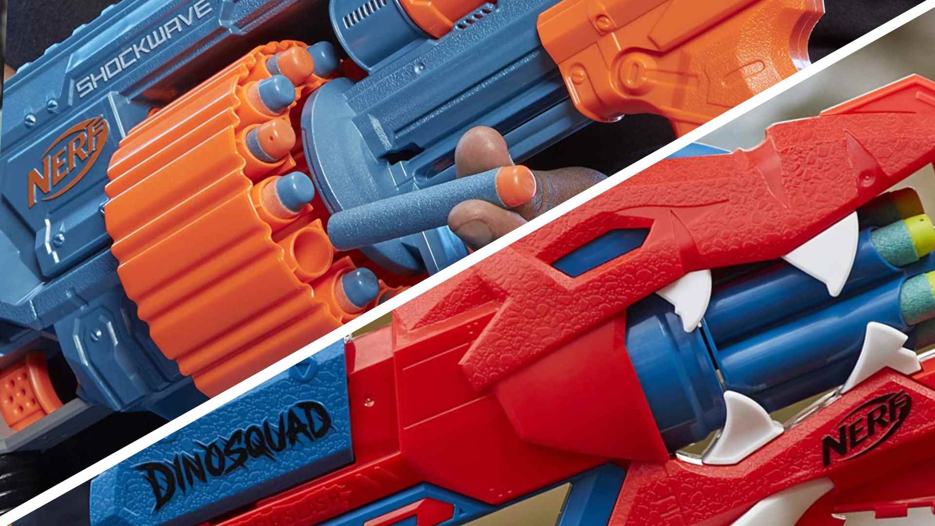 Black Friday Nerf traite avec Nerf Elite 2.0 Shockwave RD-15 et Nerf DinoSquad Raptor-Slash en cours d'utilisation