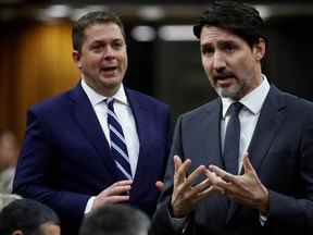 Le chef du Parti conservateur du Canada, Andrew Scheer, prend la parole pendant la période des questions à la Chambre des communes sur la Colline du Parlement à Ottawa, Ontario, Canada le 11 mars 2020. REUTERS/Blair Gable ORG XMIT: OTW121