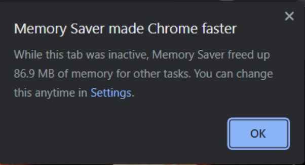 fonction d'économiseur de mémoire google chrome