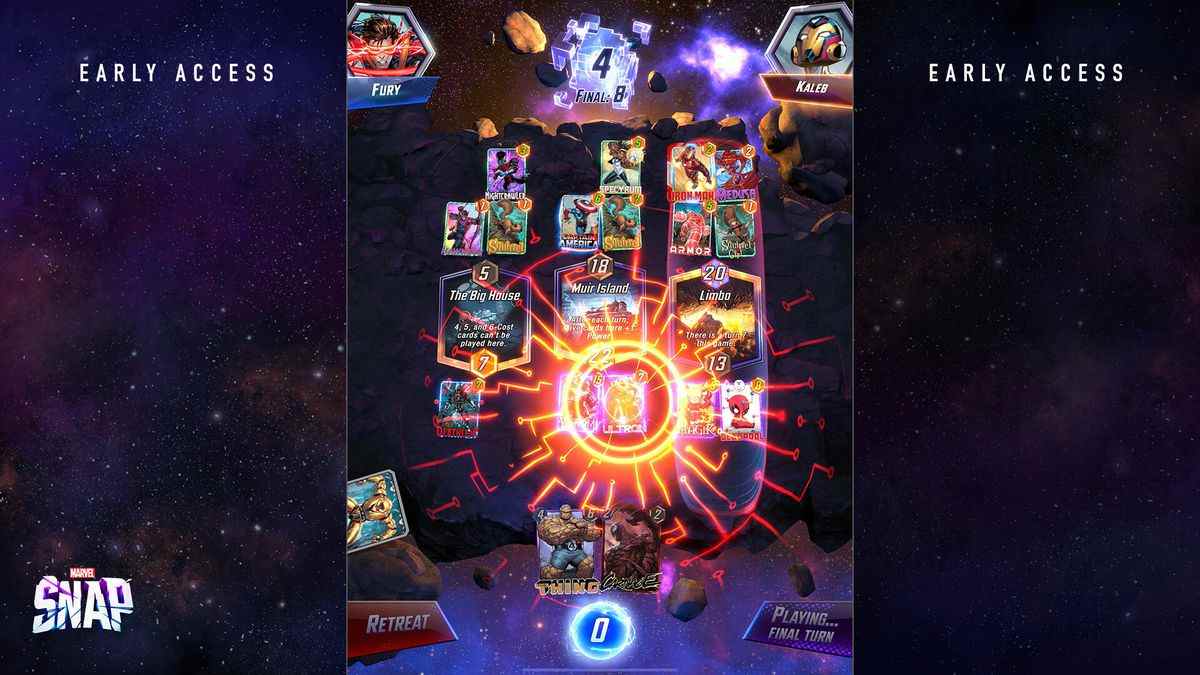 Un joueur de Marvel Snap active une carte dans le jeu de cartes mobile, Marvel Snap.