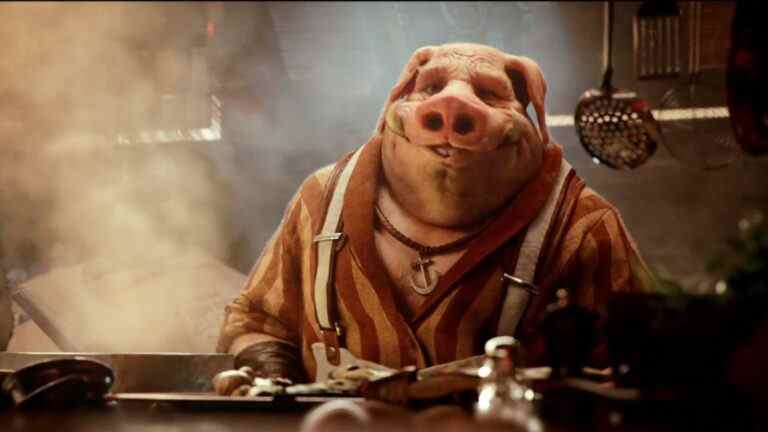 A shot of Beyond Good and Evil 2 showing an anthropomorphic pig man