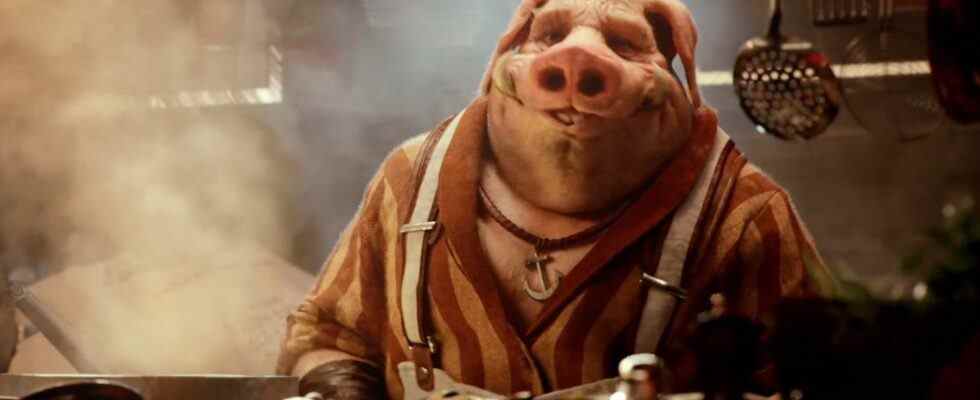 A shot of Beyond Good and Evil 2 showing an anthropomorphic pig man