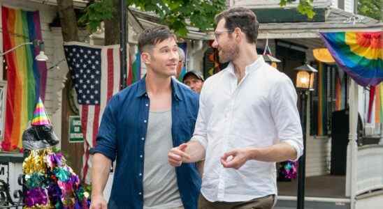 Luke Macfarlane and Billy Eichner in Bros