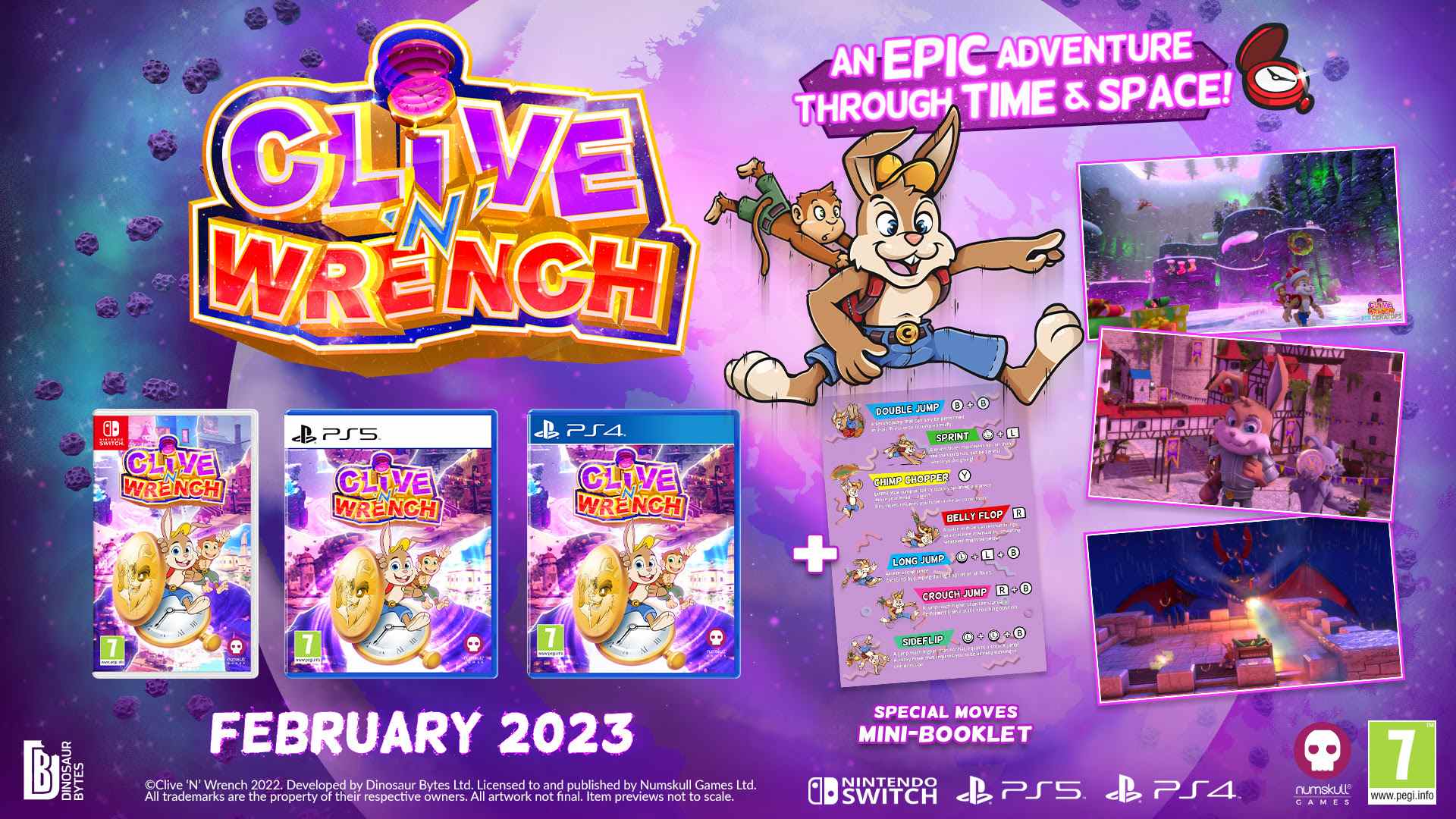 Clive 'N' Wrench sera lancé en février 2023 sur PS5, PS4, Switch et PC    
