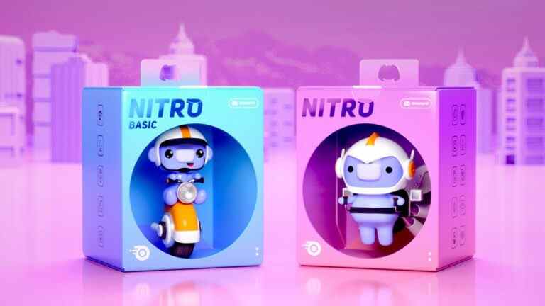 Two Wumpusses inside a blue and pink box, one which says Nitro basic and one which says Nitro.