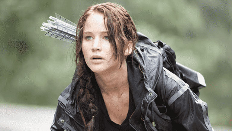 Jennifer Lawrence as Katniss in The Hunger Games