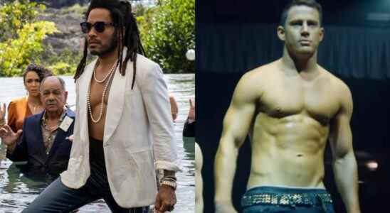 Lenny Kravitz in Shotgun Wedding and Channing Tatum in Magic Mike XXL, pictured side by side.