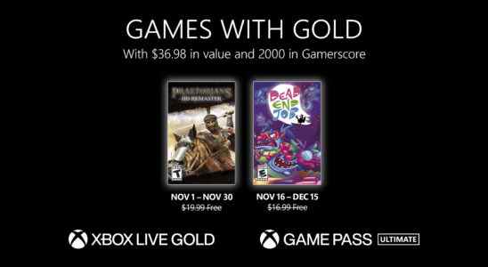 Les jeux gratuits Xbox Live Gold de novembre 2022 annoncés