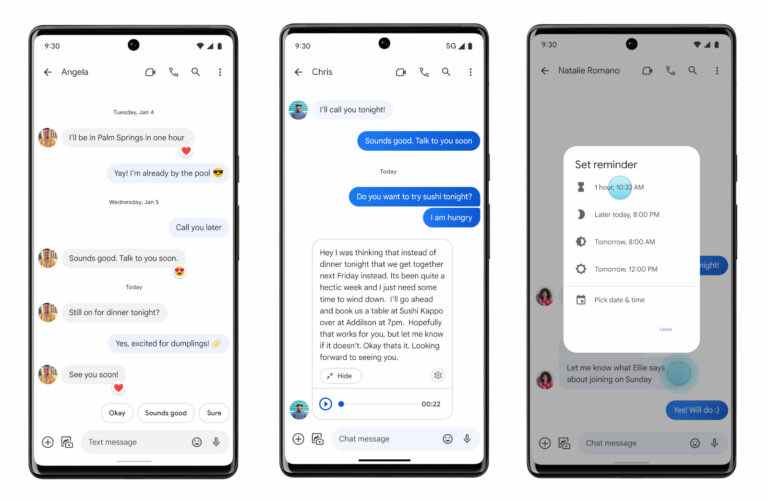 Les mises à jour de Google Messages apportent des réactions iOS et des intégrations YouTube