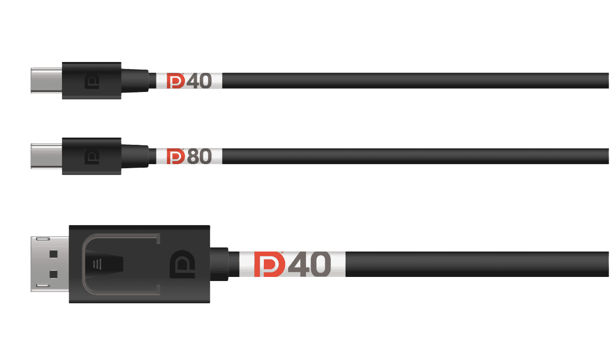 VESA-certified DP40 and DP80 UHBR cables.