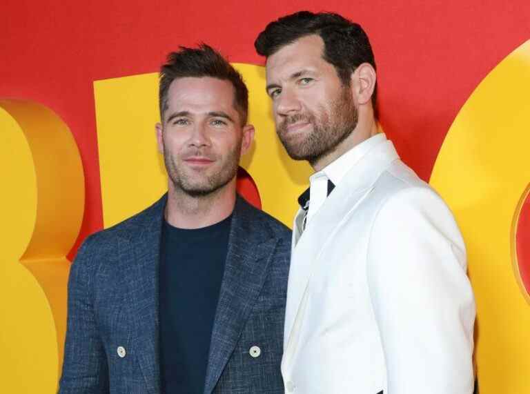 NEW YORK, NEW YORK - SEPTEMBER 20: Luke Macfarlane and Billy Eichner attend Universal Pictures's "Bros" New York premiere at AMC Lincoln Square Theater on September 20, 2022 in New York City. (Photo by Jason Mendez/WireImage)