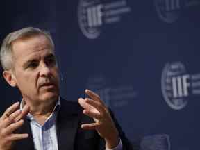 Mark Carney, vice-président et responsable de l'investissement de transition pour Brookfield Asset Management Inc., prend la parole lors de l'assemblée annuelle des membres de l'Institute of International Finance (IIF) à Washington, DC, le mercredi 12 octobre 2022.