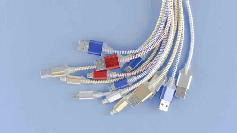 A bouquet of USB cables. 