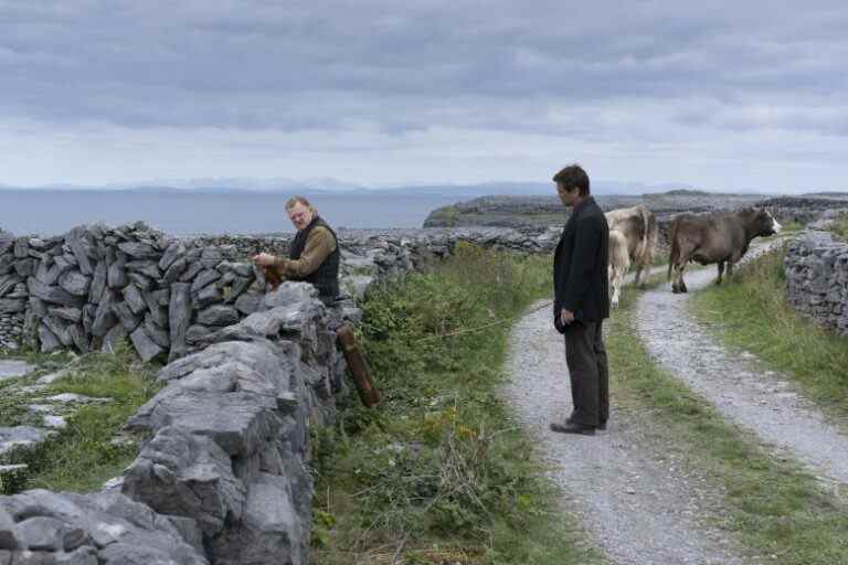 Brendan Gleeson and Colin Farrell in the film THE BANSHEES OF INISHERIN. Photo by Jonathan Hession. Courtesy of Searchlight Pictures. © 2022 20th Century Studios All Rights Reserved