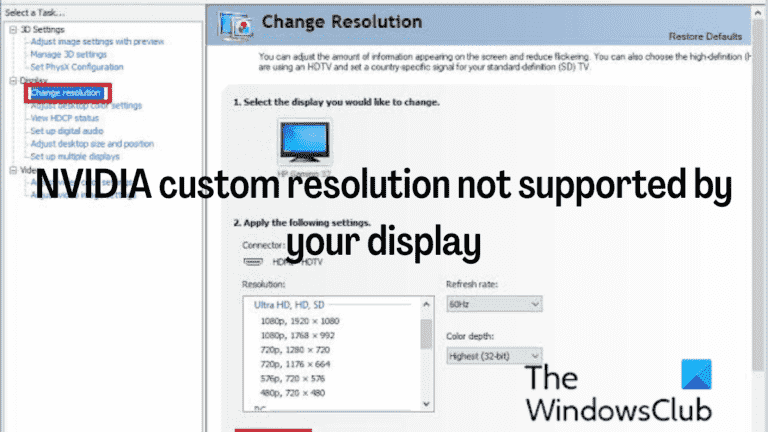 Résolution personnalisée NVIDIA non prise en charge par votre écran [Fixed]
