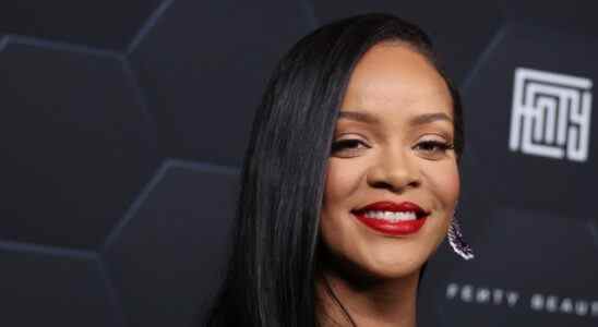 LOS ANGELES, CALIFORNIA - FEBRUARY 11: Rihanna poses for a picture as she celebrates her beauty brands fenty beauty and fenty skin at Goya Studios on February 11, 2022 in Los Angeles, California. (Photo by Mike Coppola/Getty Images)