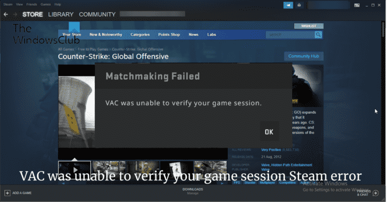 VAC n’a pas pu vérifier l’erreur Steam de votre session de jeu