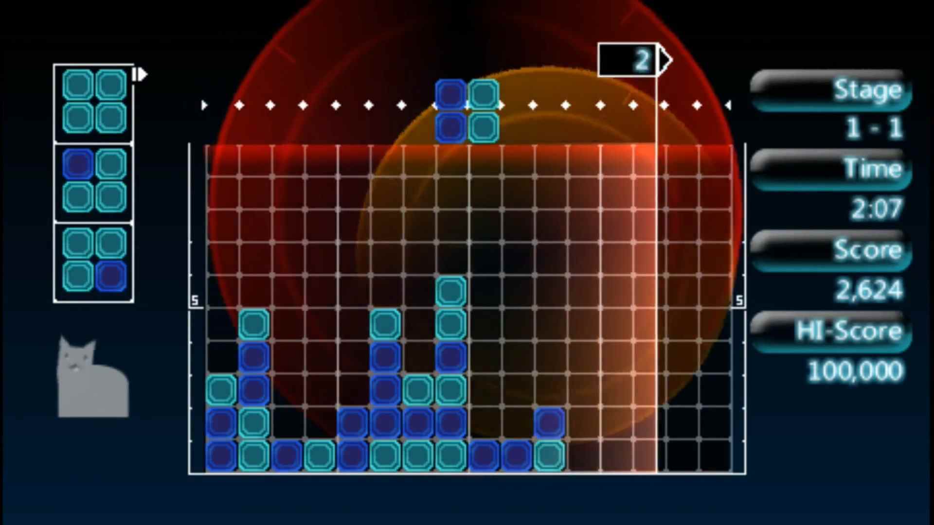 meilleurs jeux PSP: blocs tombant sur une grille dans Lumines 2