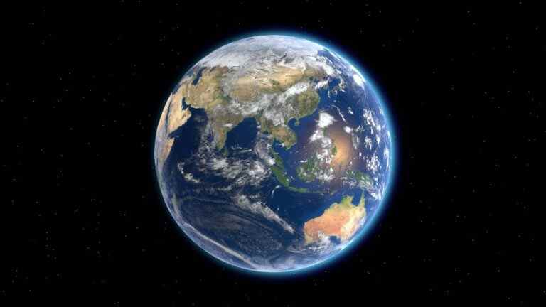 Earth seen from space 3D rendering