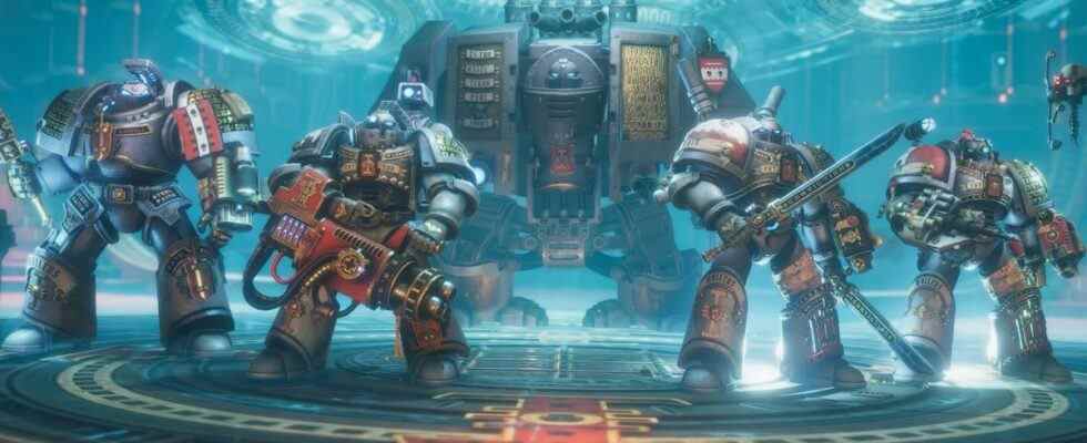 Warhammer 40,000: Chaos Gate - Daemonhunters - a dreadnought and four grey knights hang out in the new Duty Eternal DLC