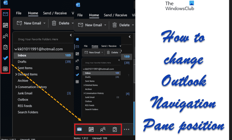 Comment changer la position du volet de navigation Outlook