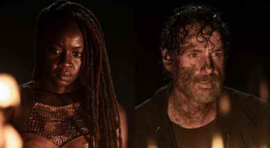 Danai Gurira as Michonne cropped next to Andrew Lincoln as Rick Grimes for The Walking Dead series finale