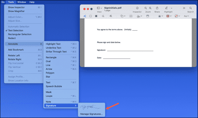 Signatures dans le menu Aperçu > Outils » width= »650″ height= »388″ src= »/pagespeed_static/1.JiBnMqyl6S.gif » onload= »pagespeed.lazyLoadImages.loadIfVisibleAndMaybeBeacon(this); » onerror= »this.onerror=null;pagespeed.lazyLoadImages.loadIfVisibleAndMaybeBeacon(this); »/></p>
<p><b>Deuxième méthode</b>: Cliquez sur l’icône Marquage dans la barre d’outils Aperçu (ressemble à un stylo entouré d’un cercle). Si la barre d’outils est condensée, sélectionnez les doubles flèches à droite, puis choisissez « Markup ».</p>
<p><img decoding=