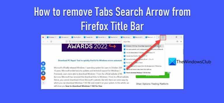 Comment supprimer la flèche de recherche des onglets de la barre de titre de Firefox