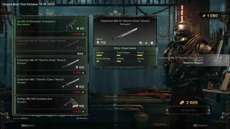 Comment vendre des armes dans Warhammer 40,000: Darktide